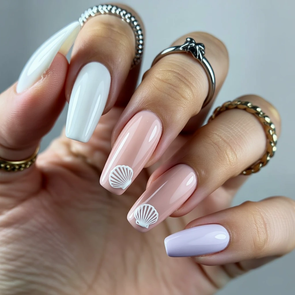Seashell Accents nails
