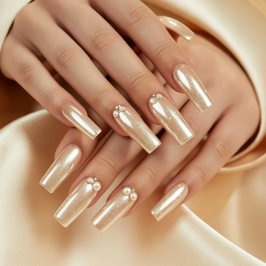 Sheer Champagne Glaze Nails