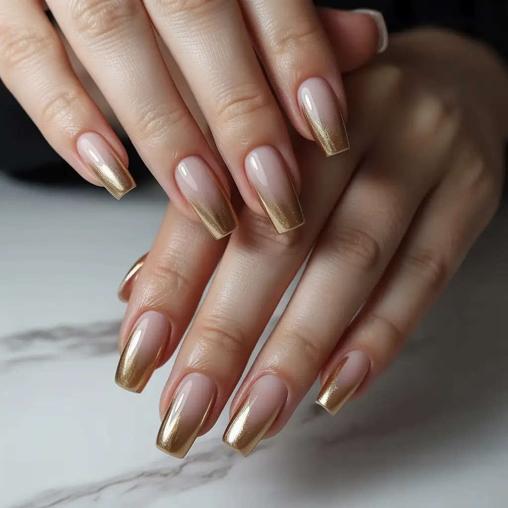 Short Gold Ombre Nails