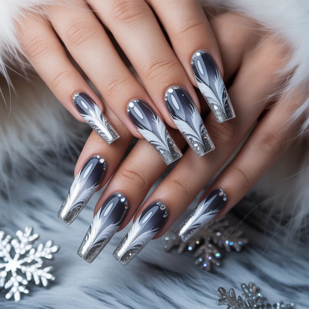 Silver Fox Fur Nails