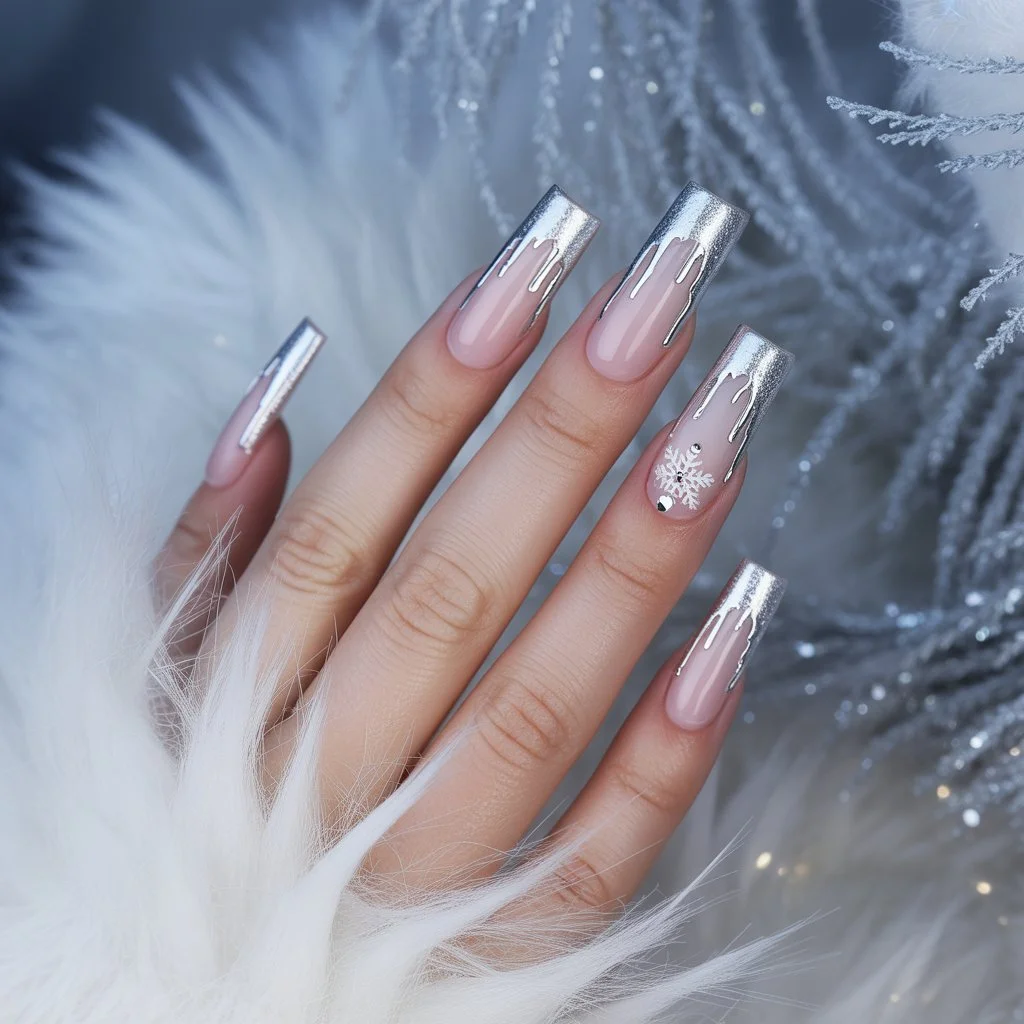 Silver Icicle French Tips Nail