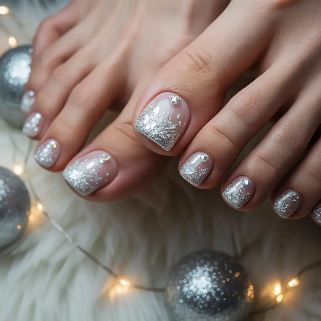 Silver Snow Dust Toes Nail