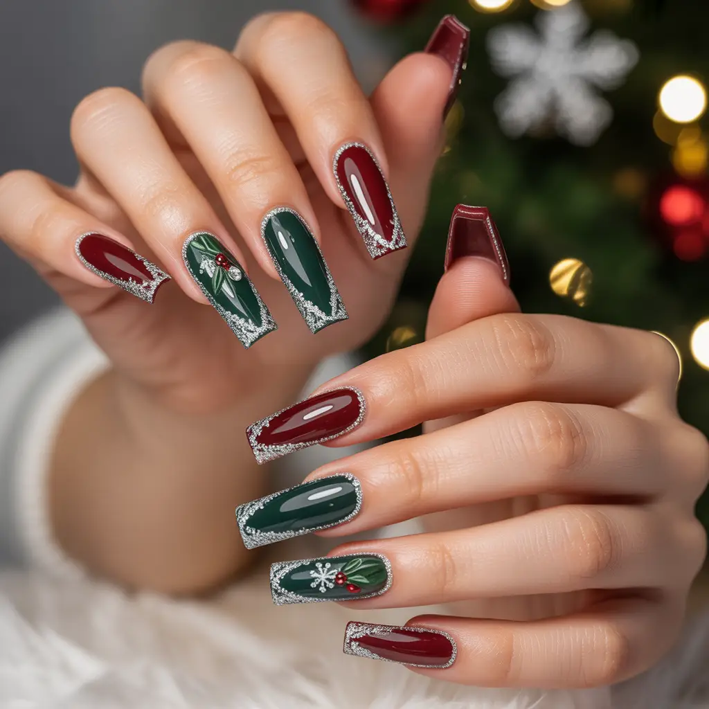 Silver Tinsel Edge Nails