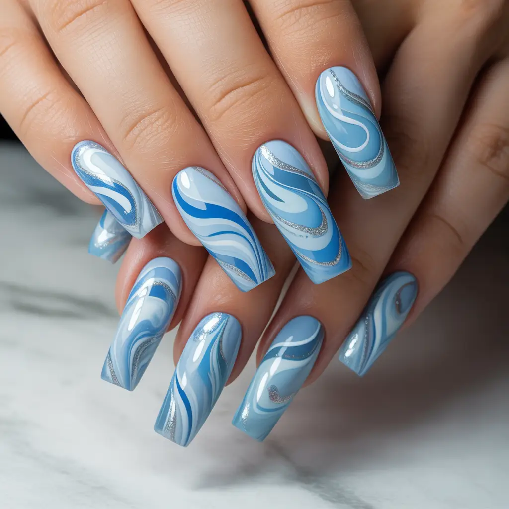 Sky Blue Abstract Swirls