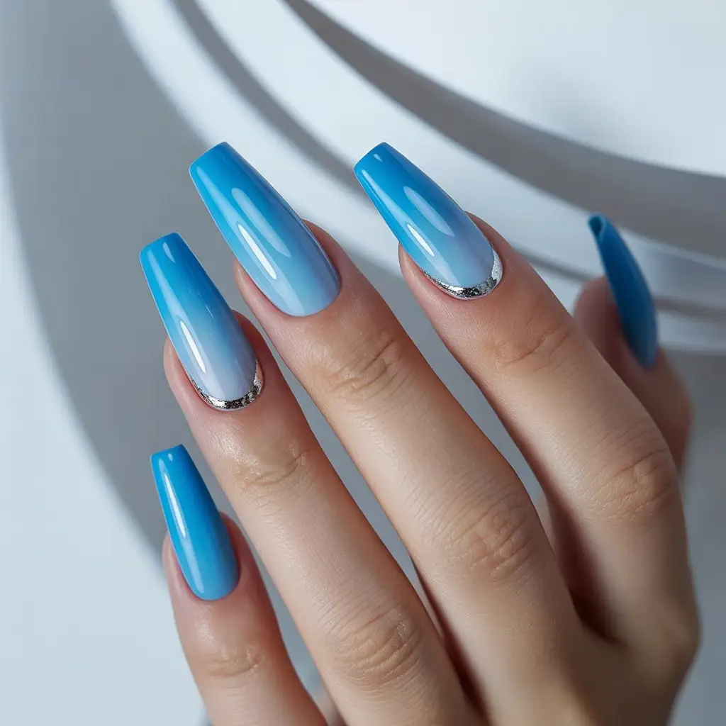 Sky Blue Gradient nails