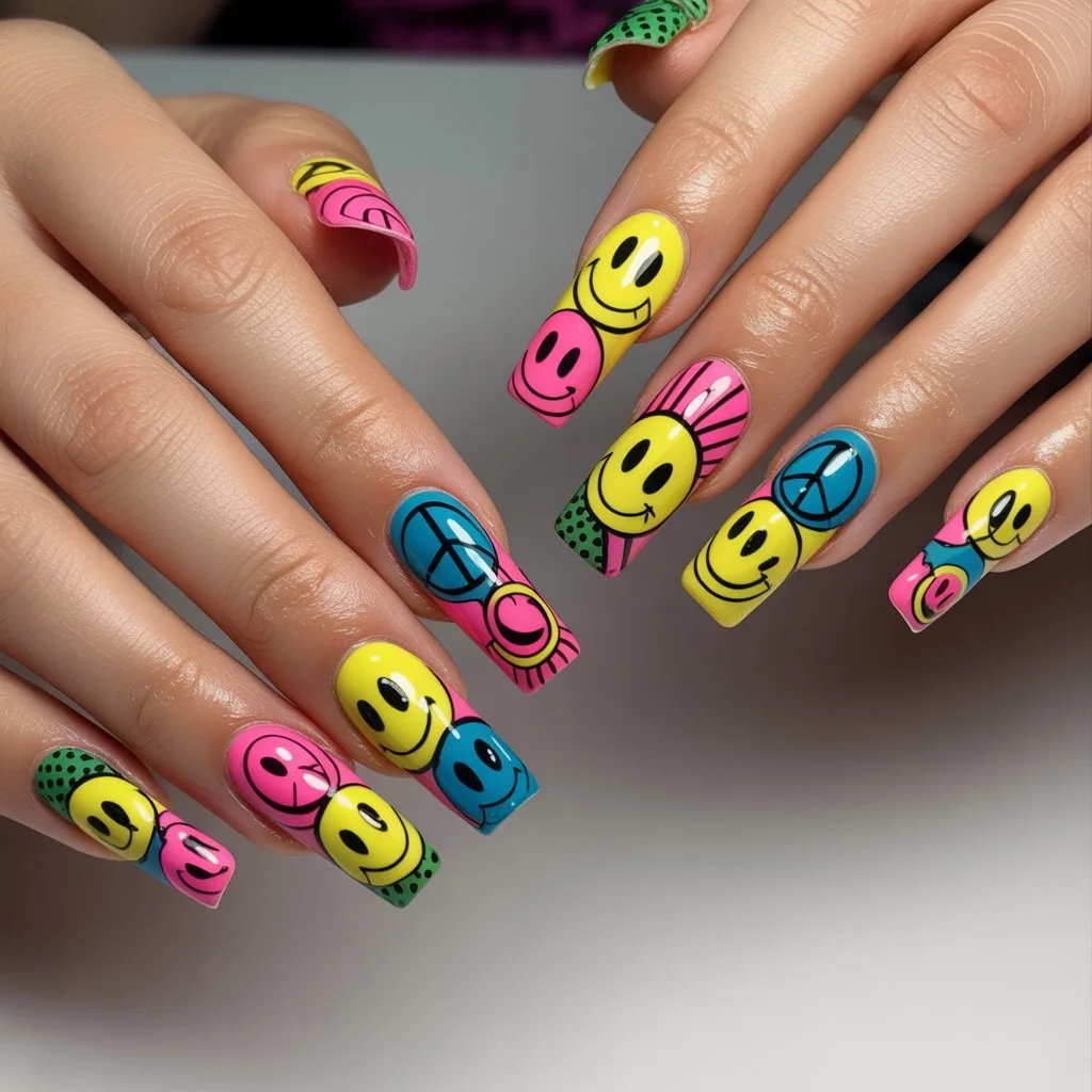 Smiley Pop Art Nails