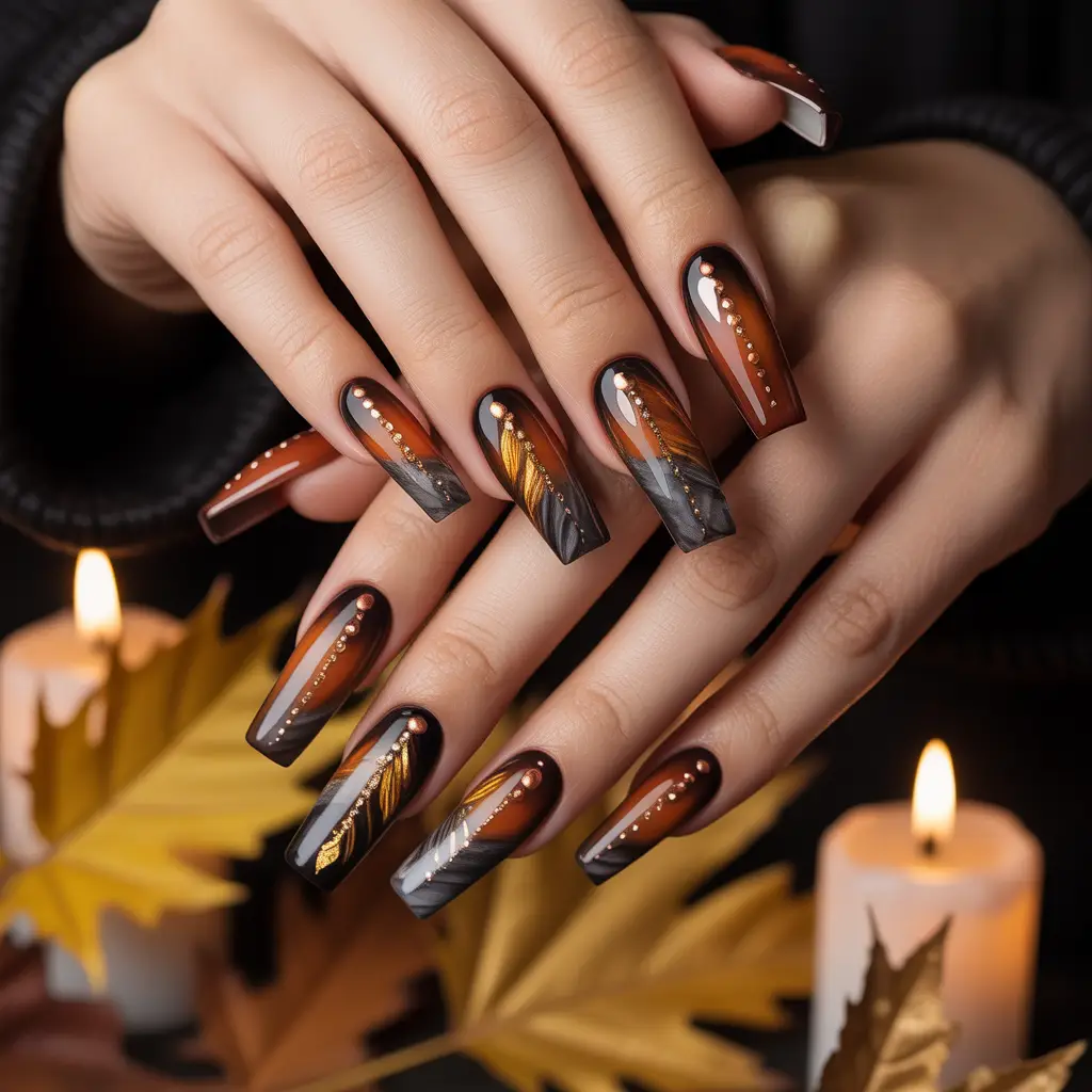 Smoky Amber Nails