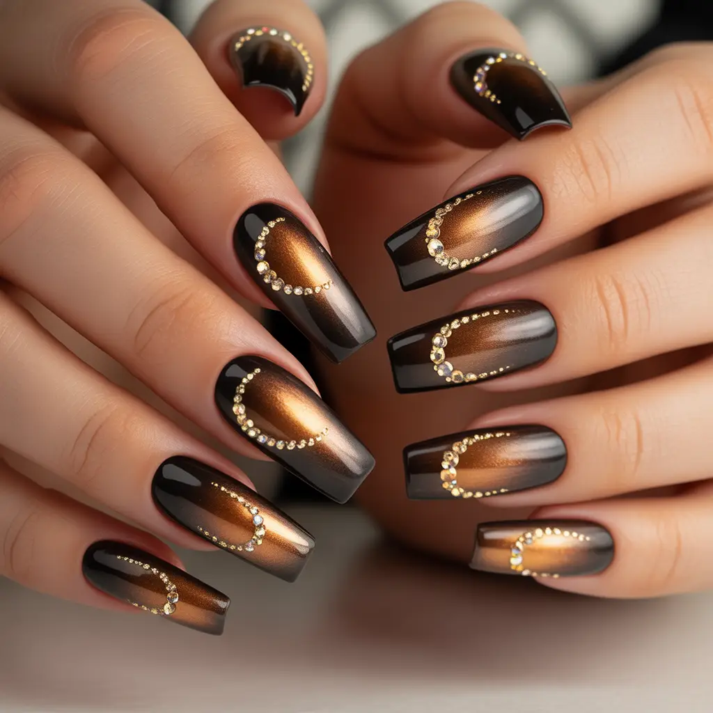 Smoky Bronze Crescent Nails