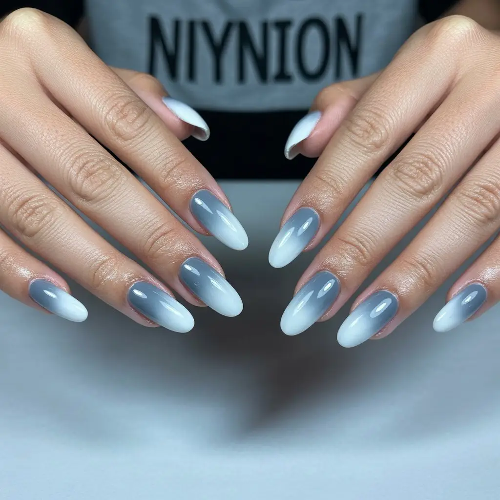 Smoky Grey Fade Nails