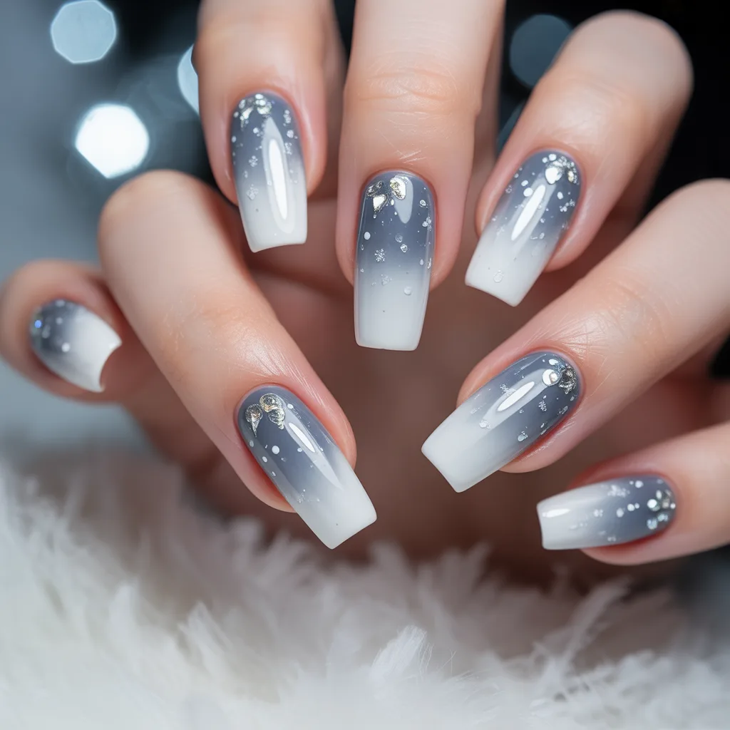 Snow Dust Ombre Nails