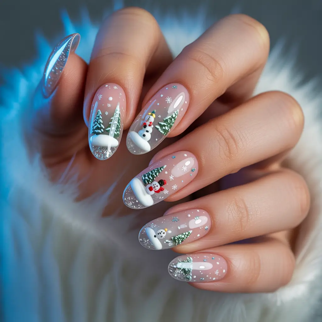 Snow-Globe Nails