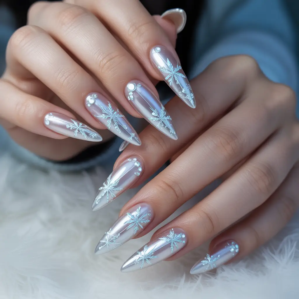 Snowflake Glass Overlay Nails