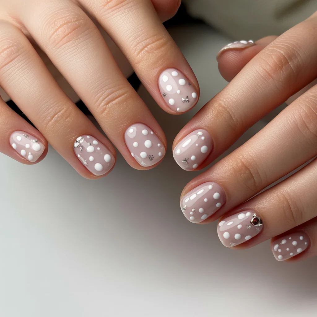 Snowy Dot Minimalism Nails