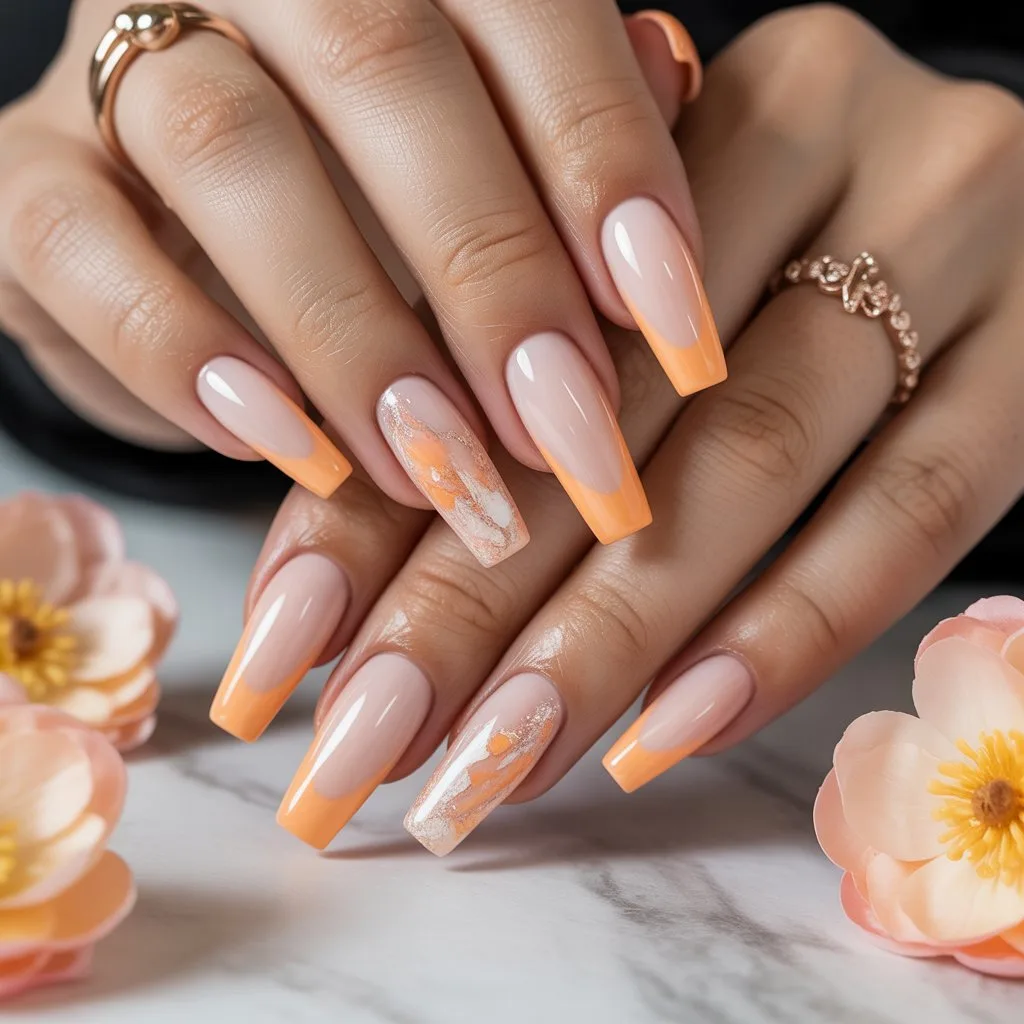 Soft Apricot Melt Nails