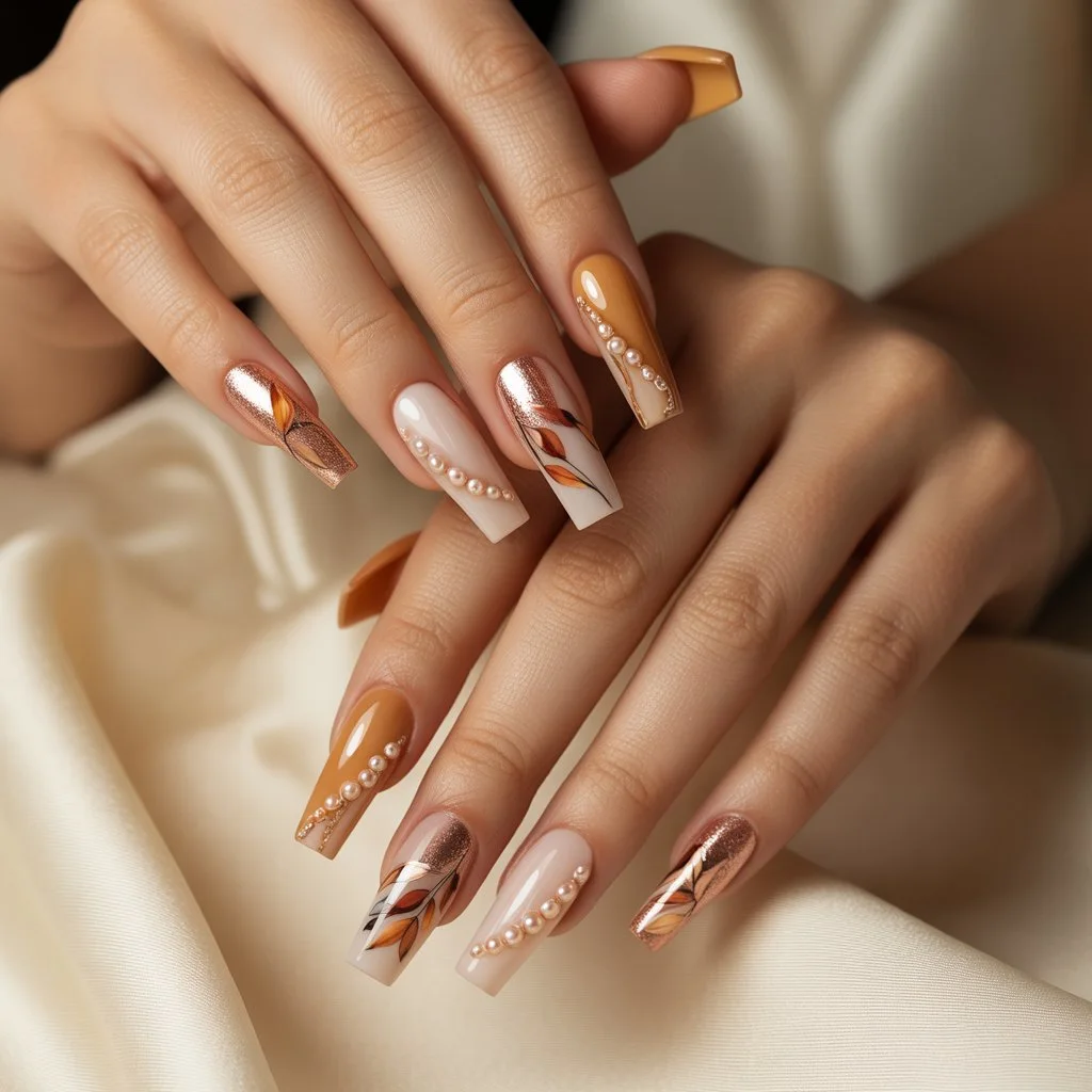 Soft Caramel Glow Nails