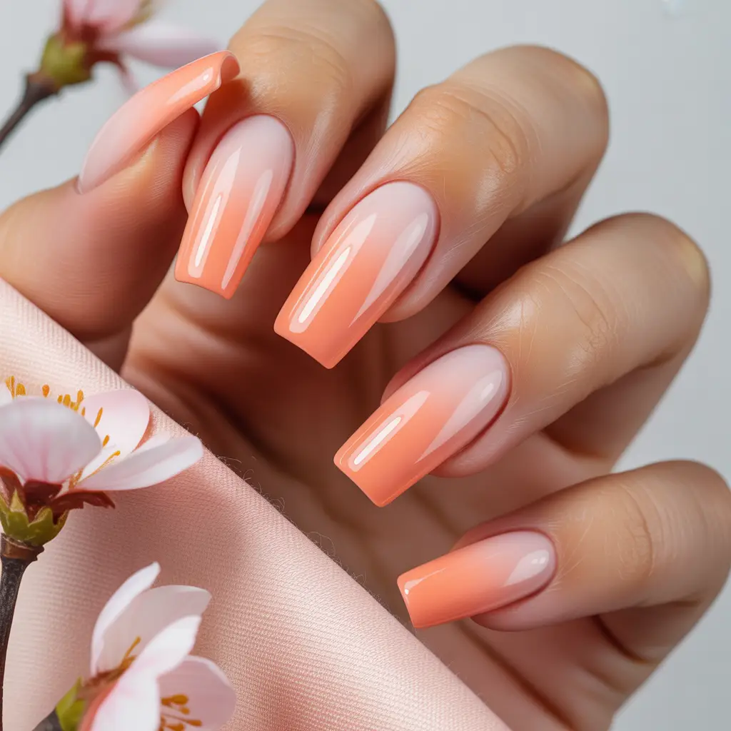 Soft Coral Gradient Nails