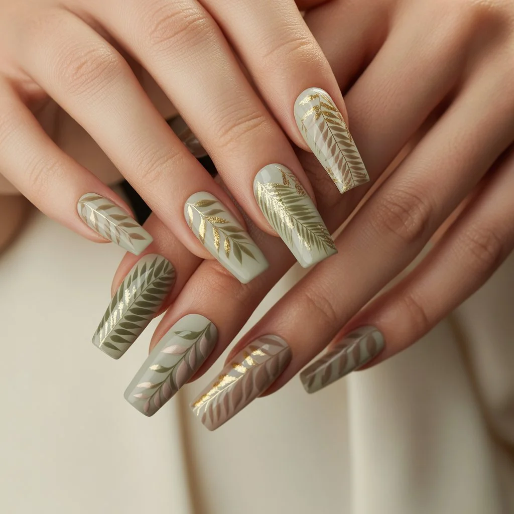 Soft Fern Imprint Nails