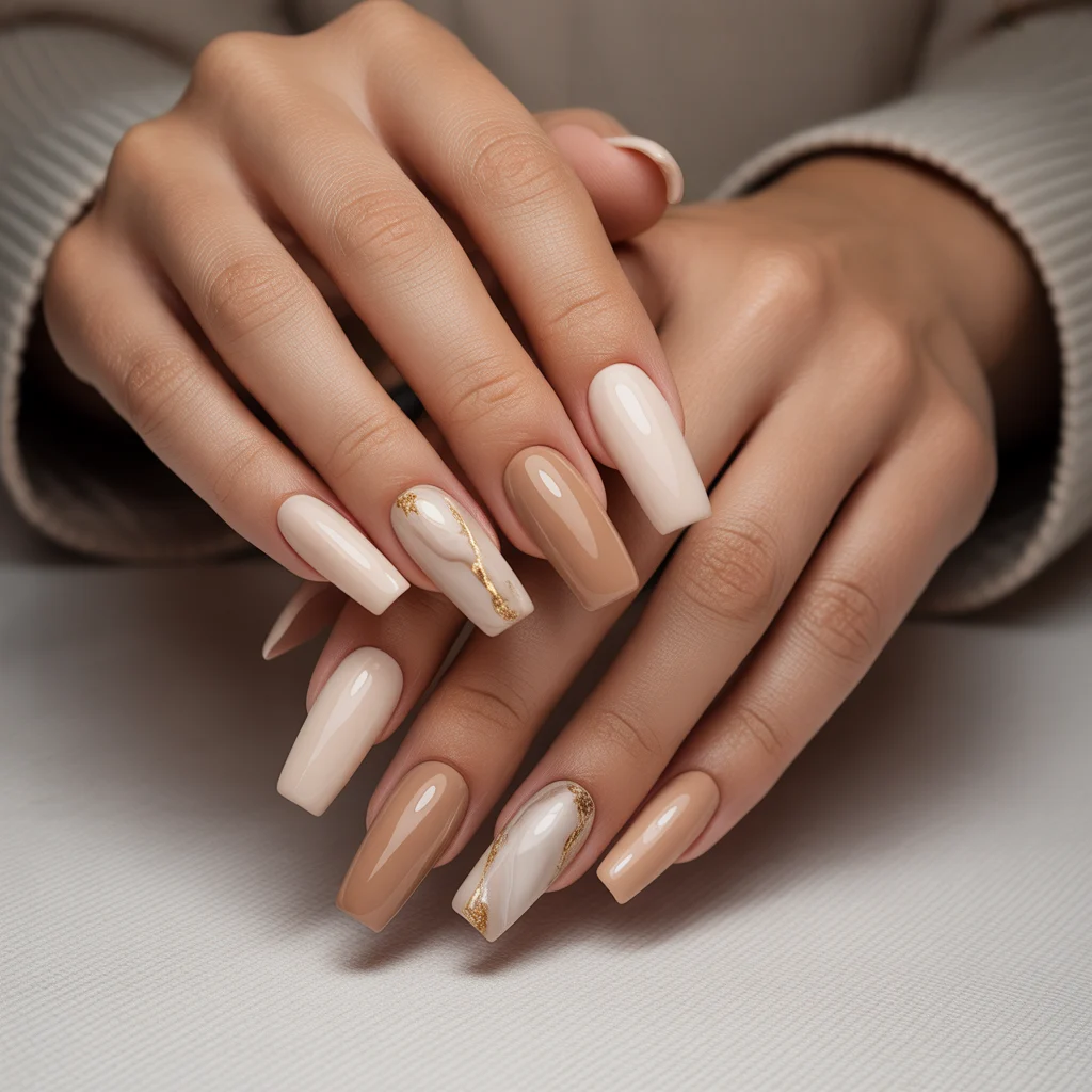 Soft Latte Acrylic Nails