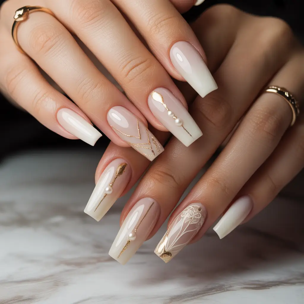 Soft Latte Glow Nails