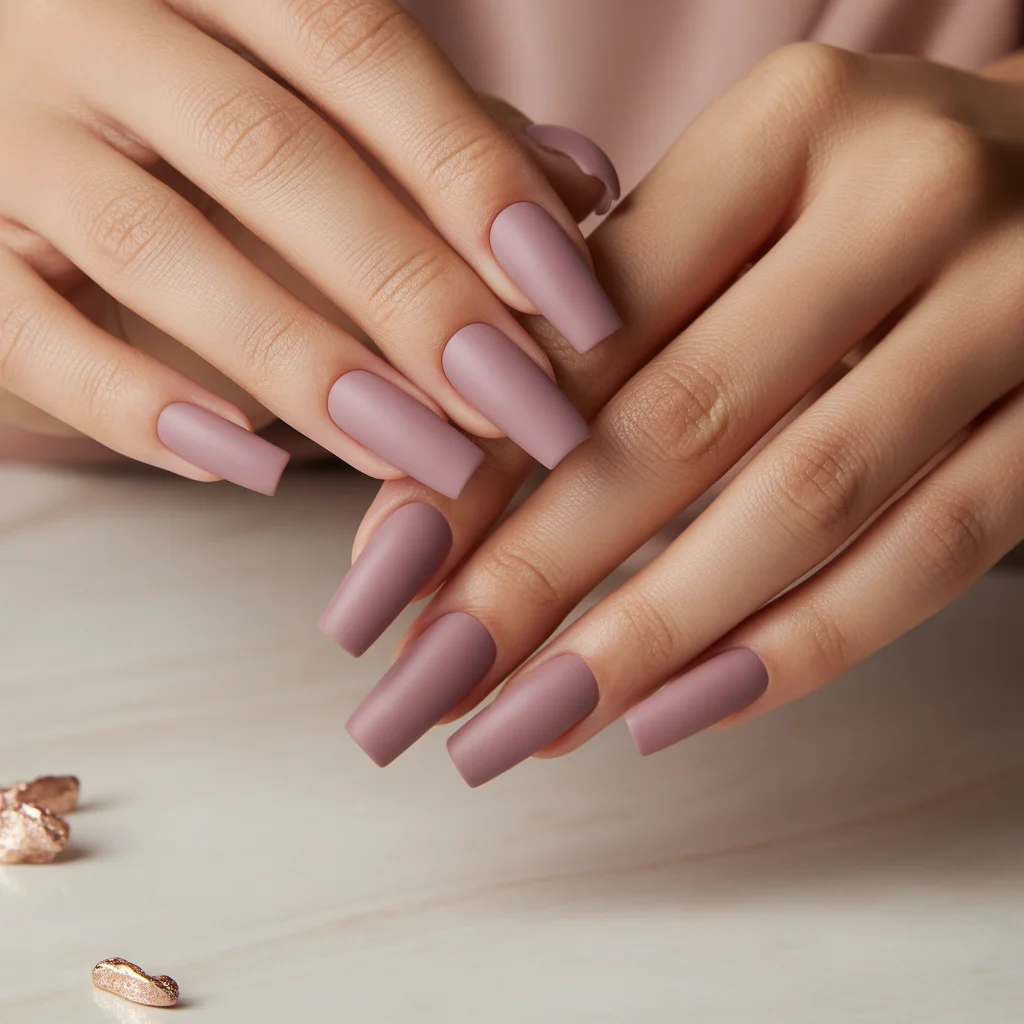 Soft Matte Mauve Nails