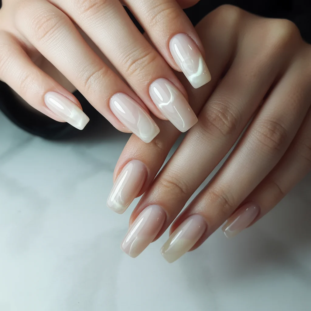 Soft Milky Beige Nails
