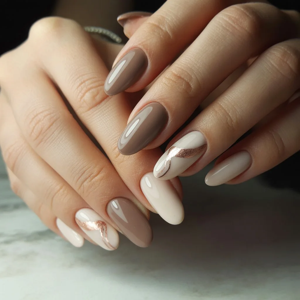 Soft Mocha Beige Nails