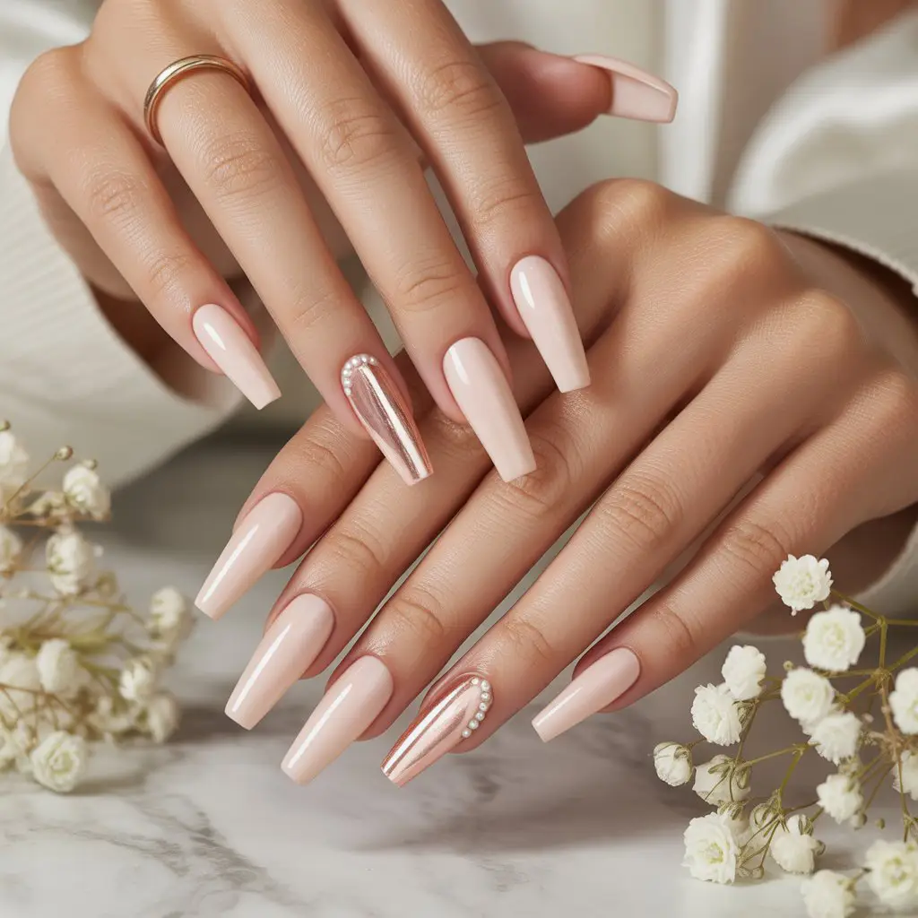 Soft Nude Satin Matte Nails