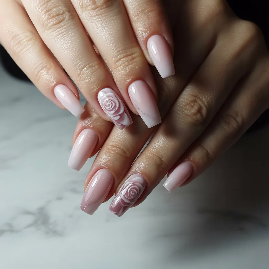 Soft Ombre Rose Nails