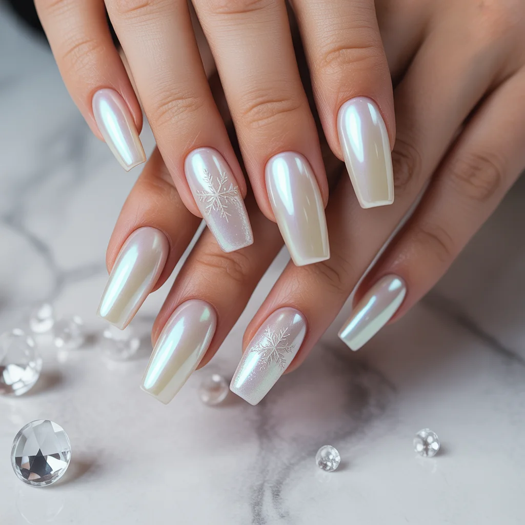 Soft Pearl Glow Nails