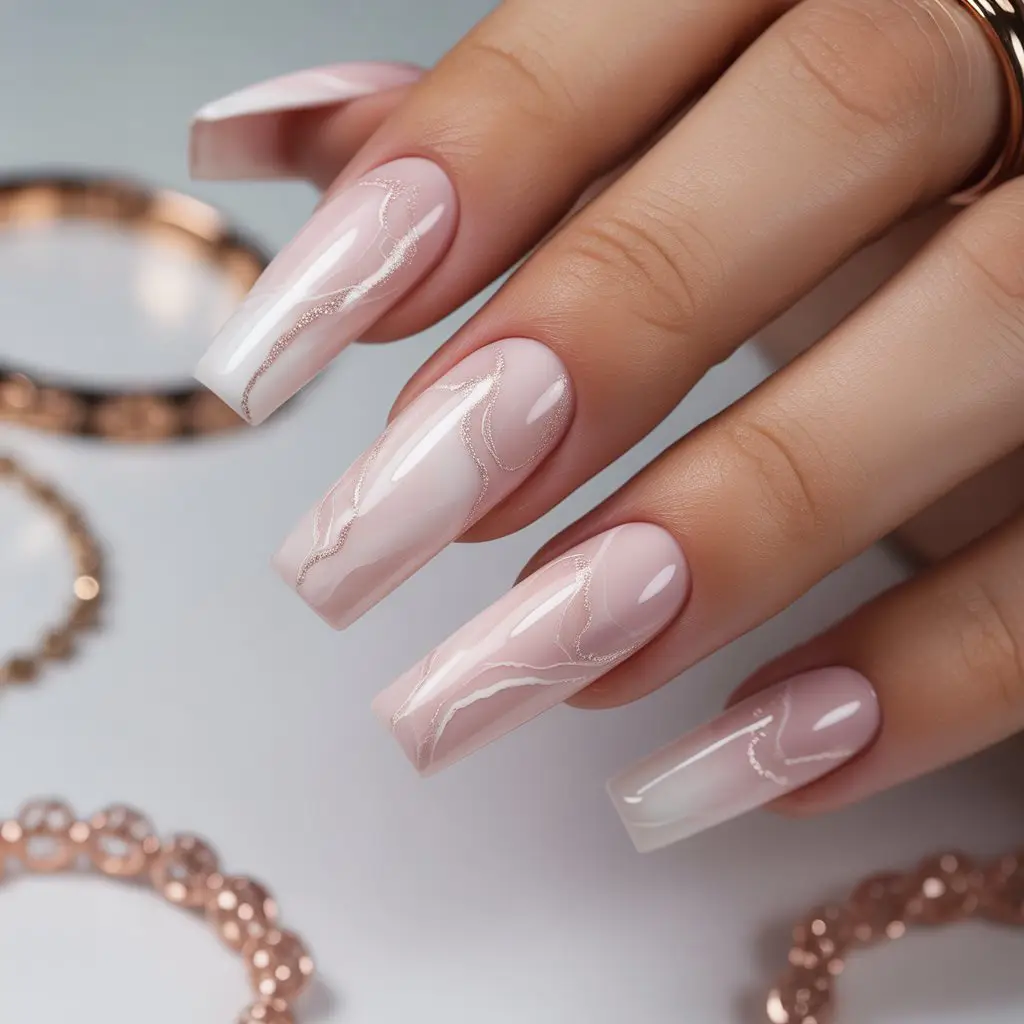 Soft Pink Marble Veins