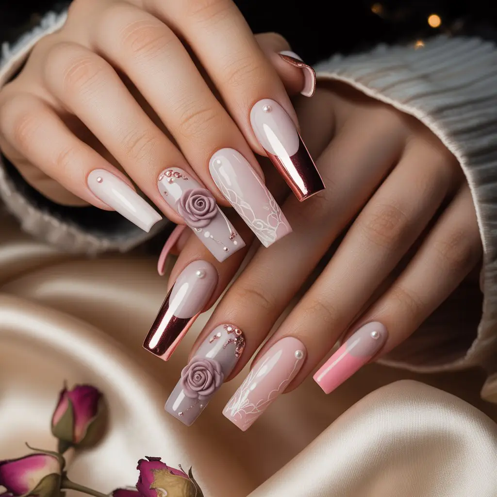 Soft Rose Latte Nails