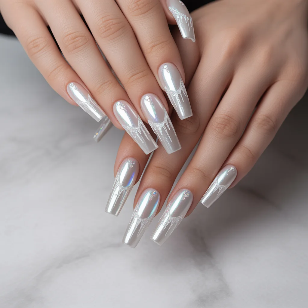Soft Silver Icicle Nails