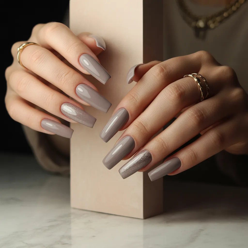 Soft Taupe Gleam Nails