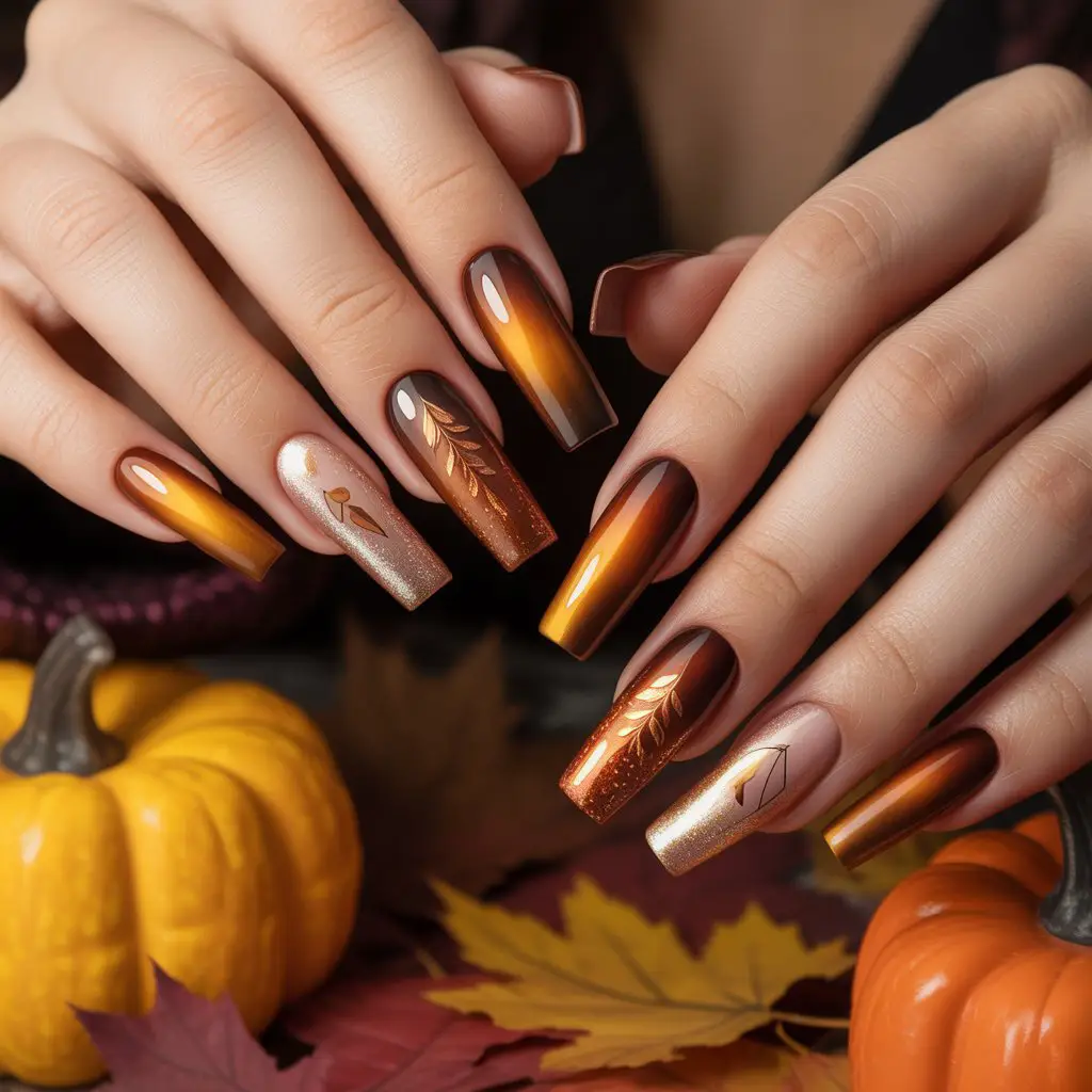 Spiced Maple Metallic Nails