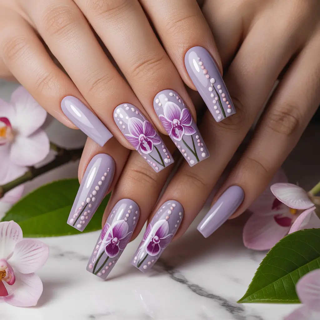 Spring Orchid Dot Nails
