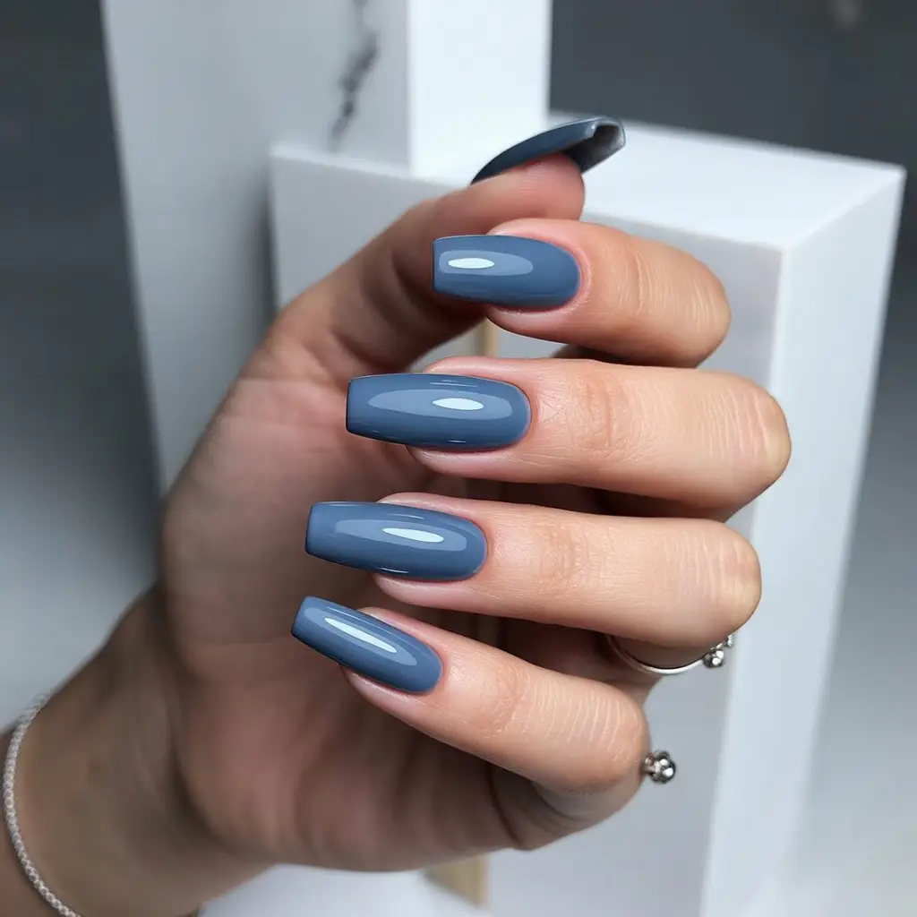 Steel Blue Gloss Nails