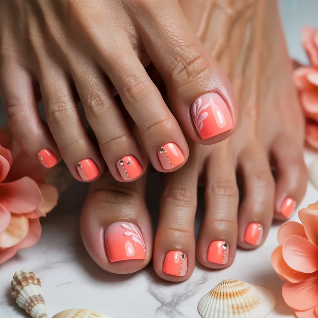 Sugar Coral Pedicure Nail