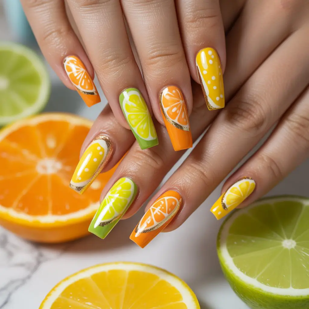 Sunny Citrus Pop Nails