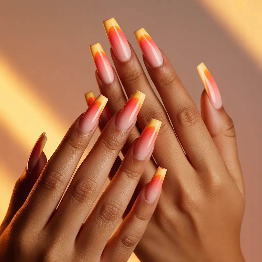 Sunset French Tips Nail