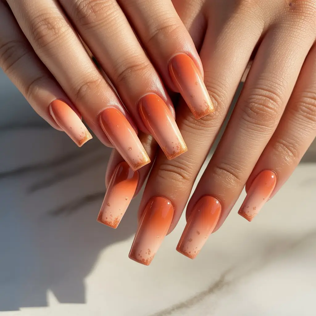 Sunset Peach Fade Nails
