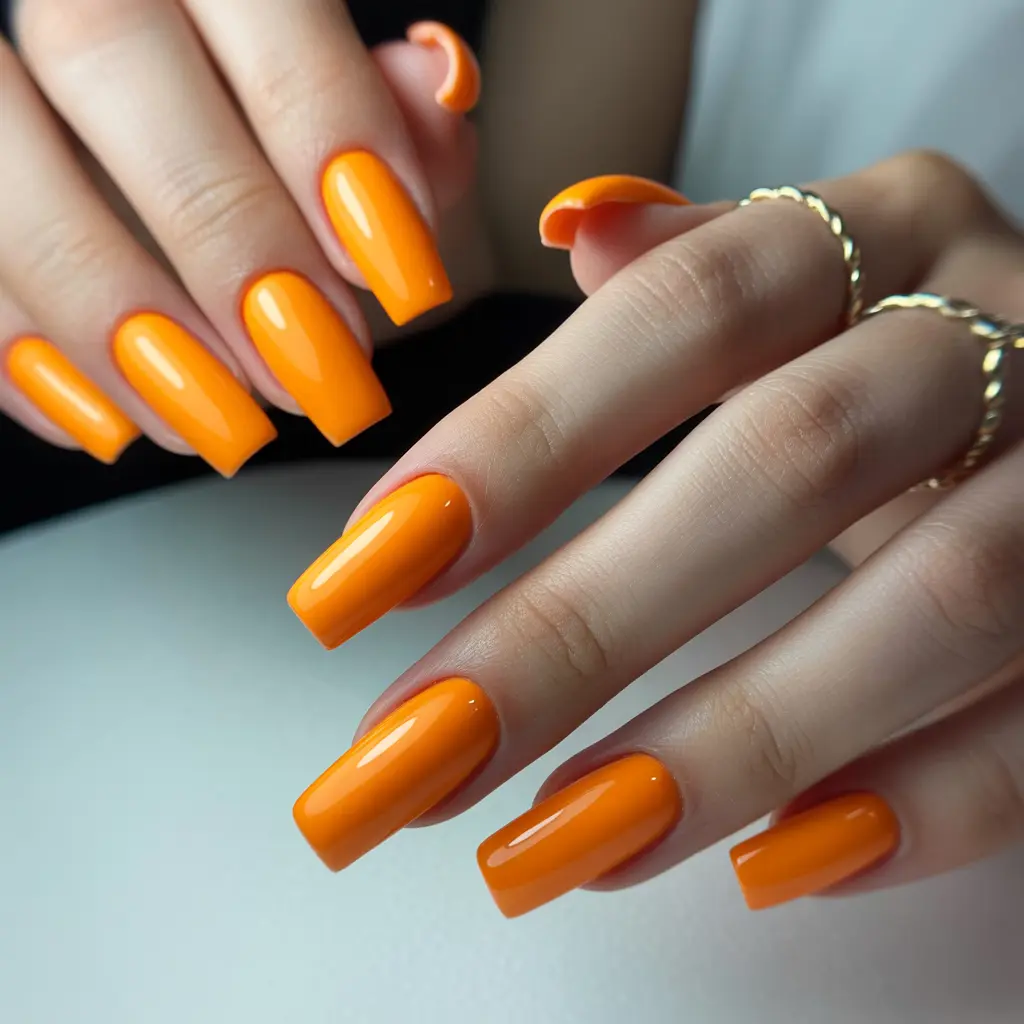 Sunshine Orange  Nails 
