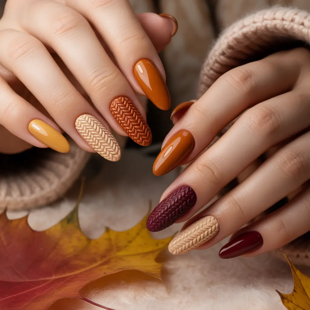 Sweater Stitch Accent Nails