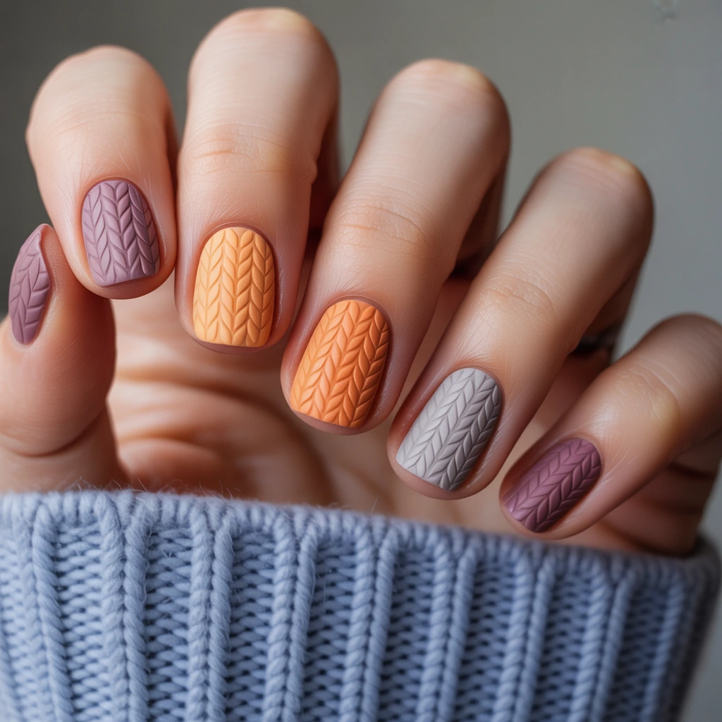 cozy knit nail pattern