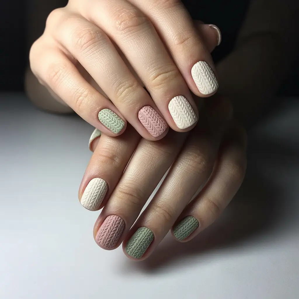 Sweater Texture Short Nails