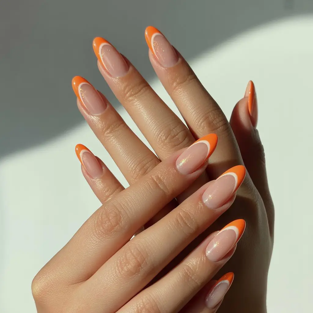 Tangerine French Arc Tips Nail