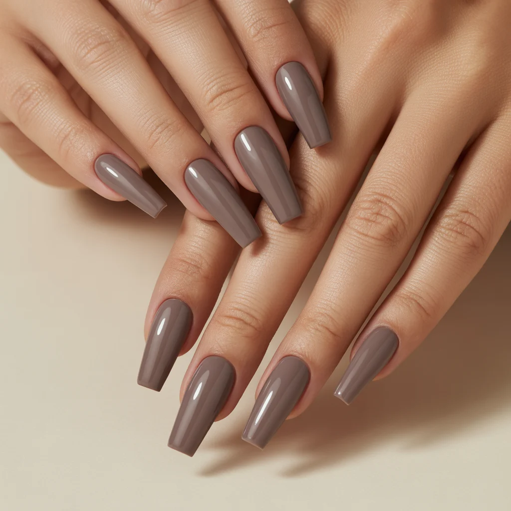 Taupe Mist Matte Nails