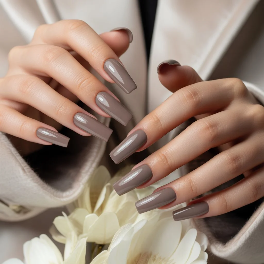Taupe Velvet Matte Nails