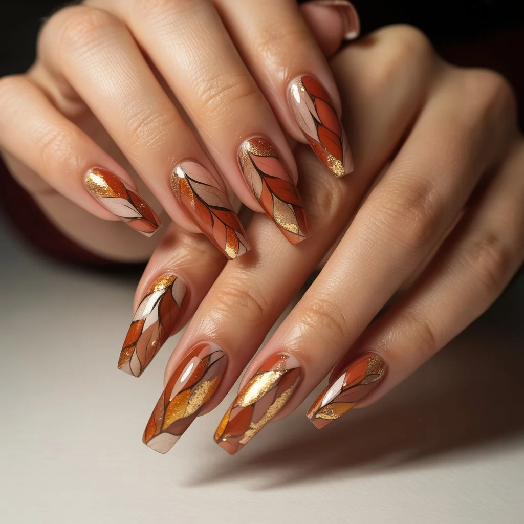 Terracotta Leaf Mosaic Nail