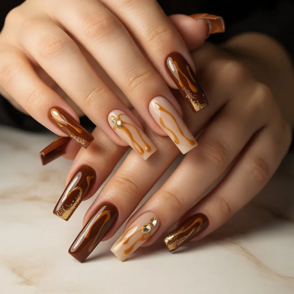 Toffee Drizzle Acrylics Nail