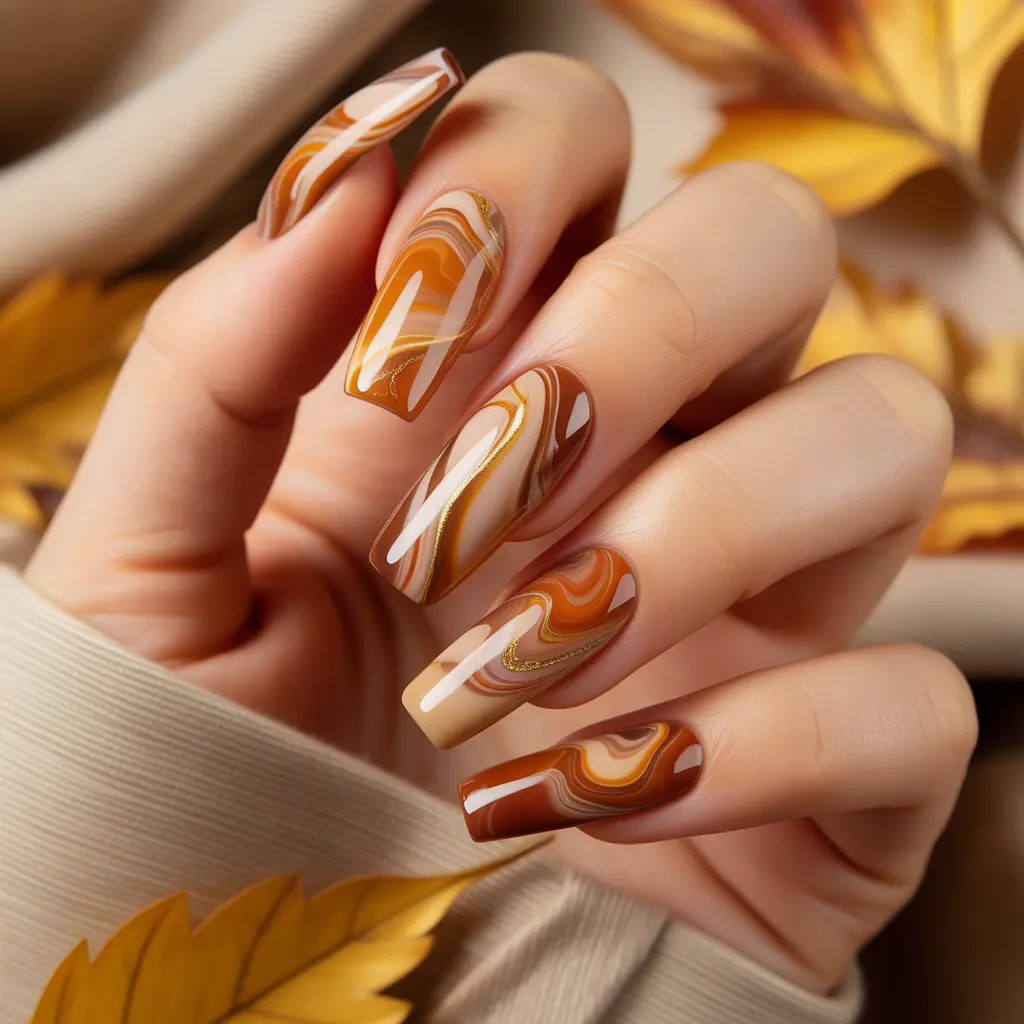 Toffee Marble Nails